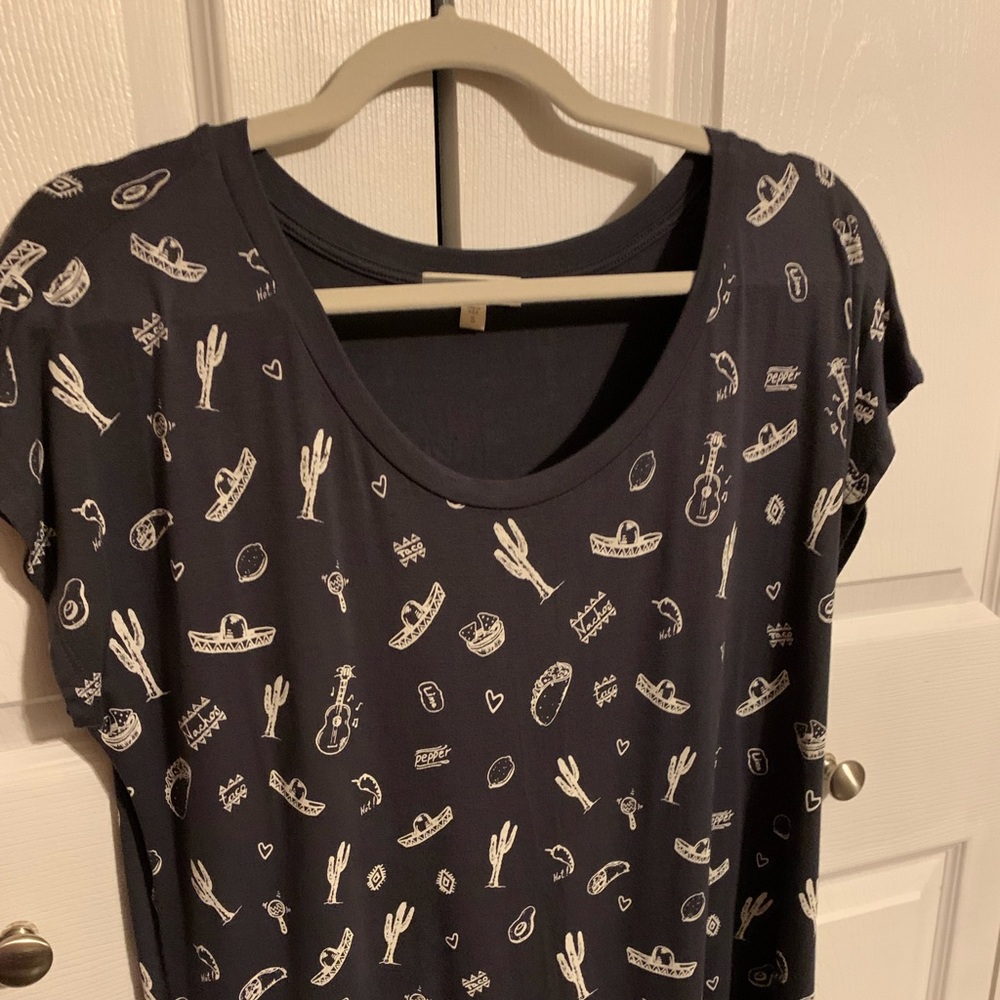 Pleione Womens Short Sleeve Tee,Size Small,Cute Taco Tee, Dark Gray/Olive Color